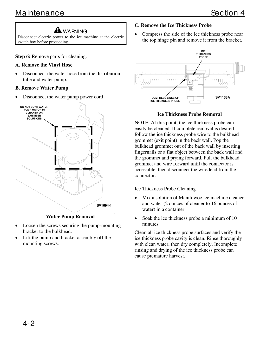 Manitowoc Ice QM45 Series service manual Maintenance Section 