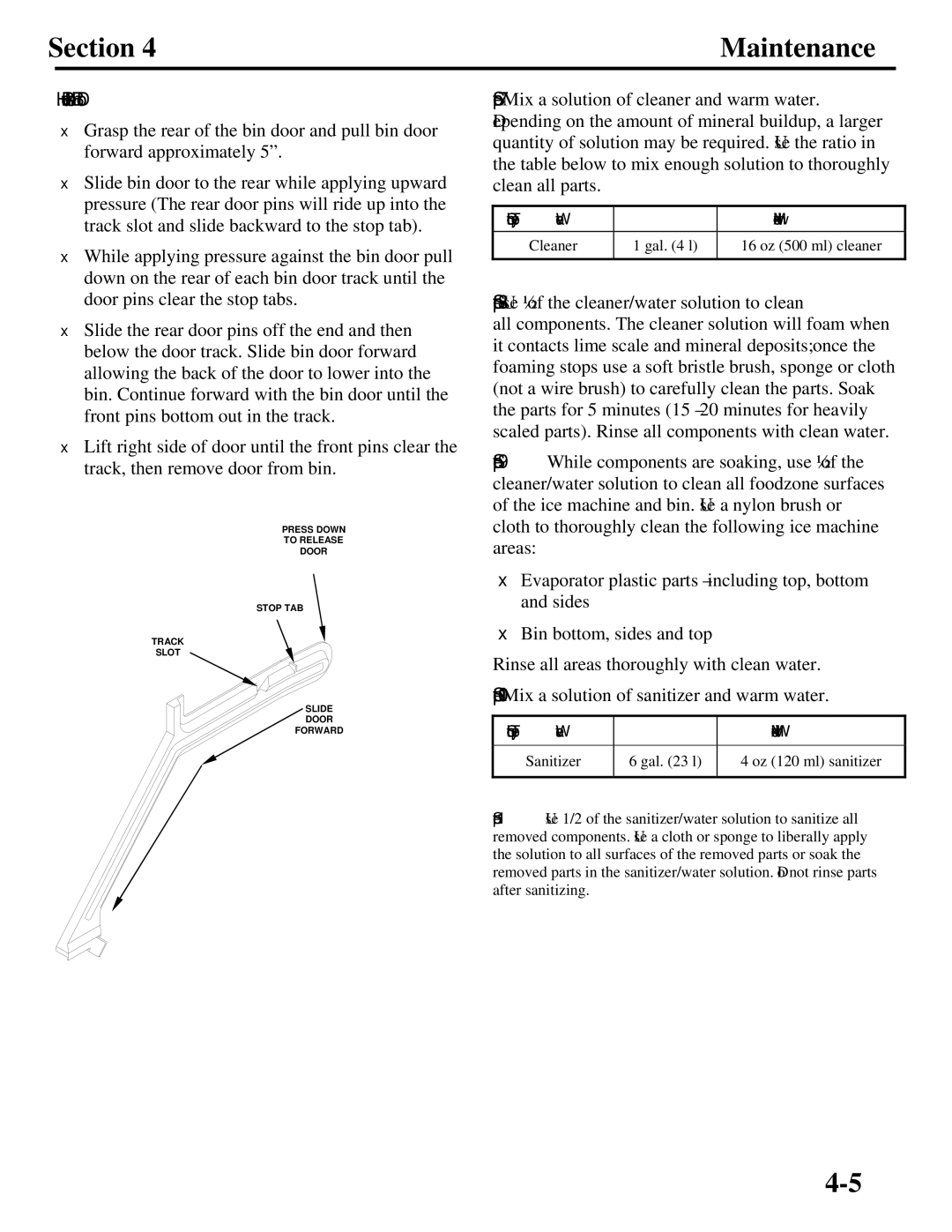 Manitowoc Ice QM45 Series service manual Remove the Bin Door 