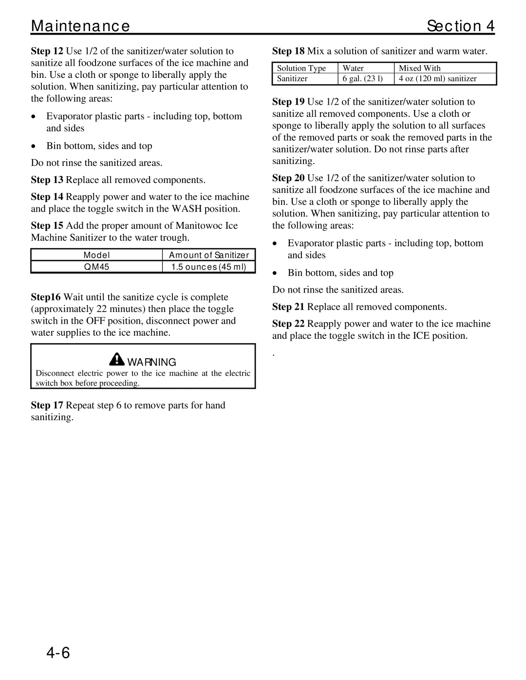 Manitowoc Ice QM45 Series service manual Model 