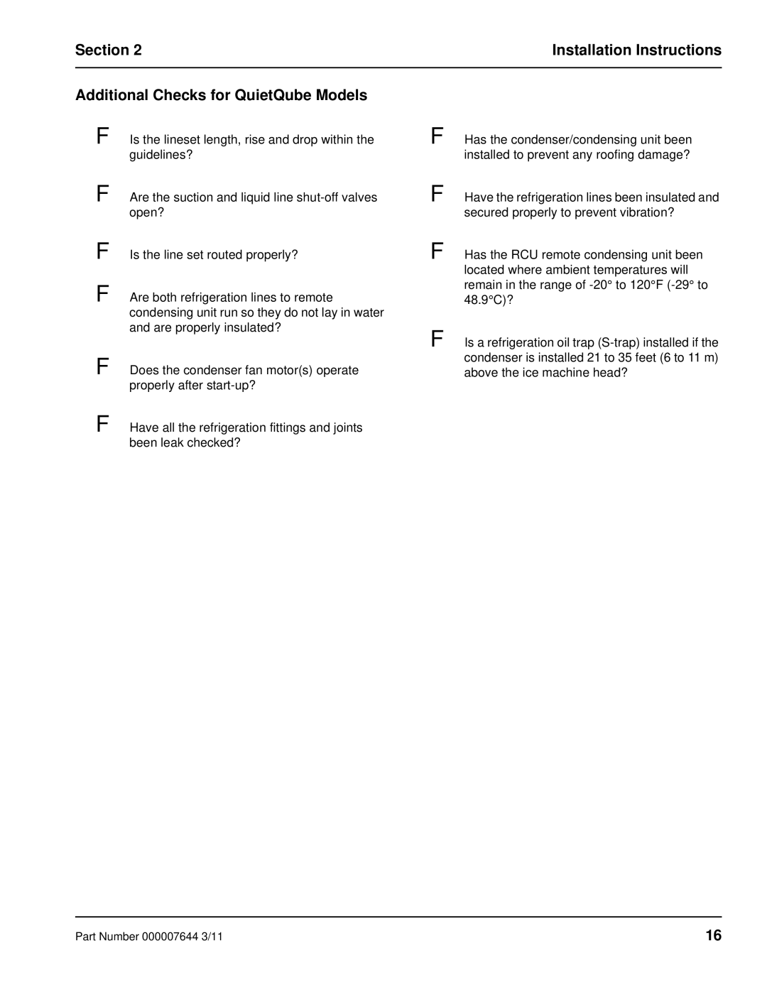 Manitowoc Ice RF manual Part Number 000007644 3/11 