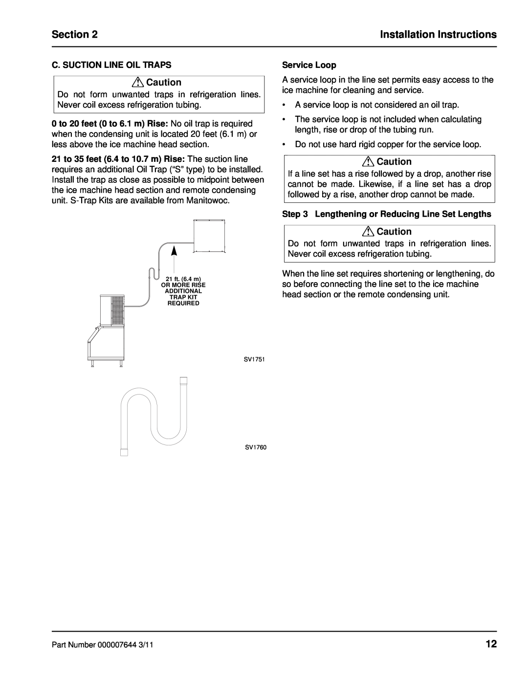 Manitowoc Ice RF manual Section, Installation Instructions 
