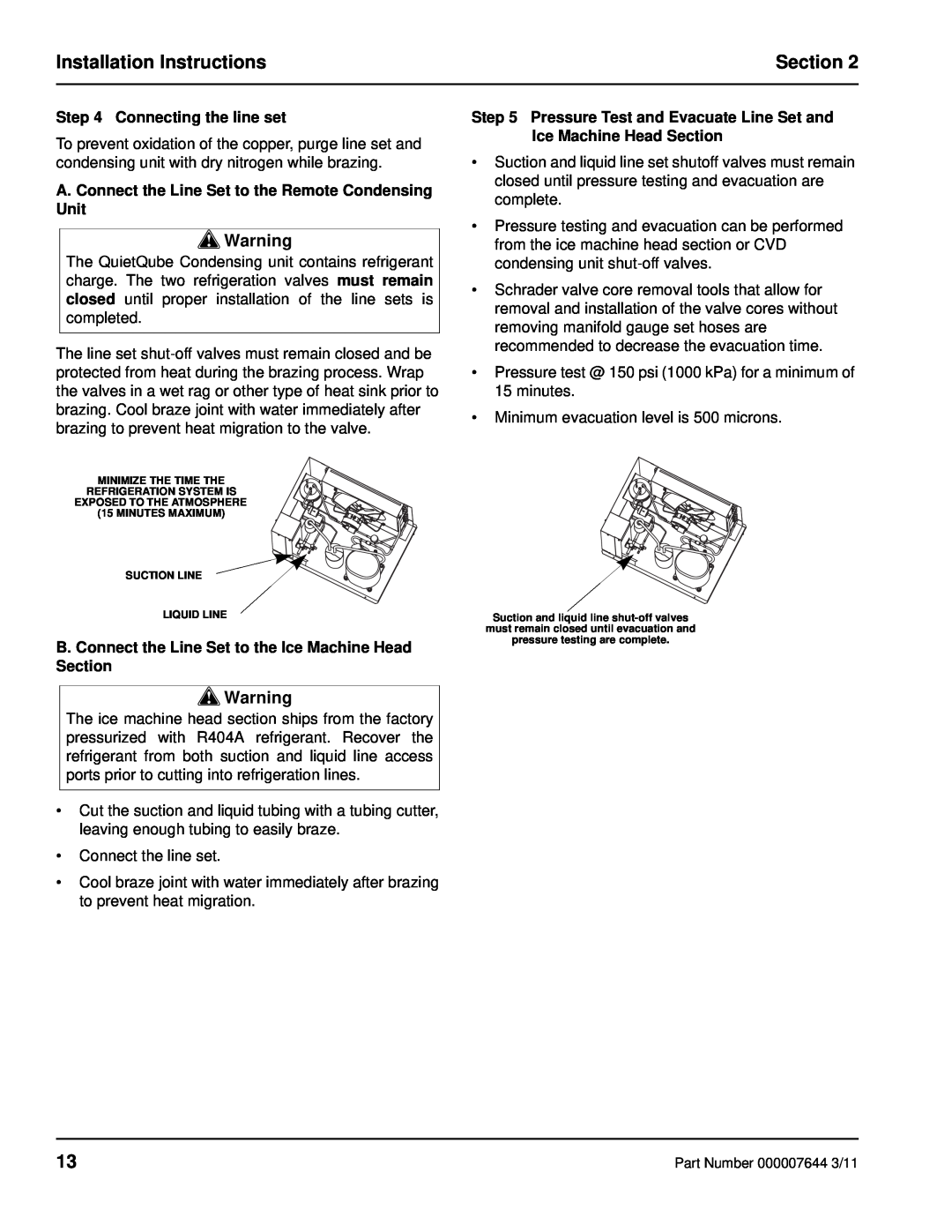 Manitowoc Ice RF manual Installation Instructions, Section 