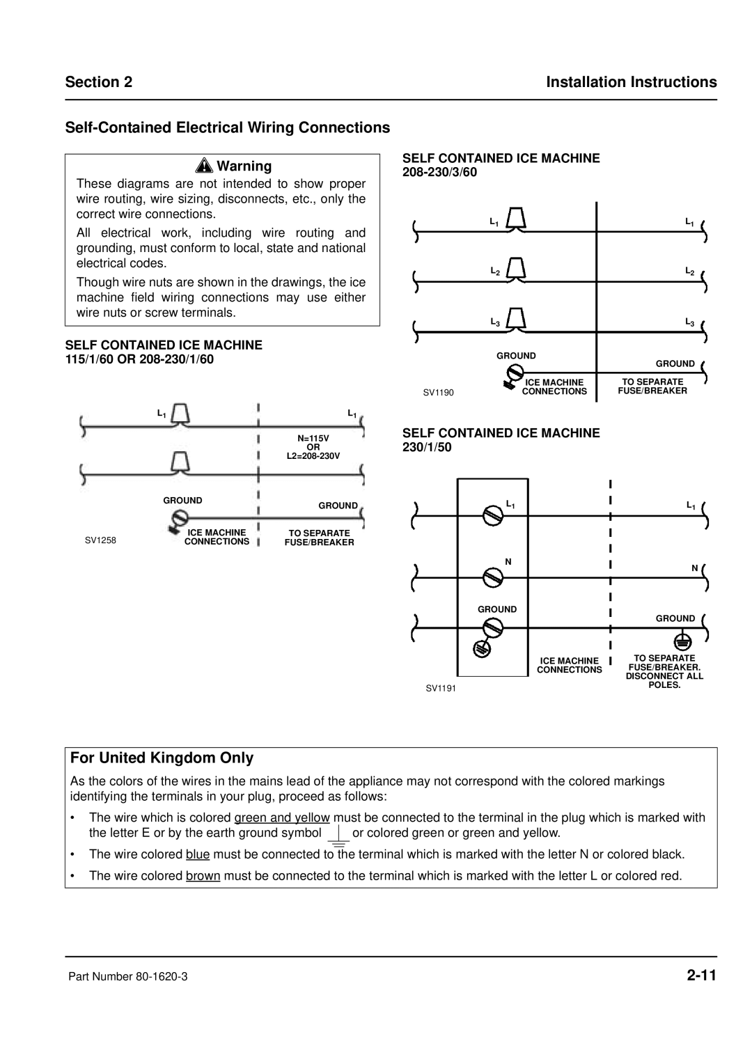 Manitowoc Ice manual For United Kingdom Only, Self Contained ICE Machine 115/1/60 or 208-230/1/60 