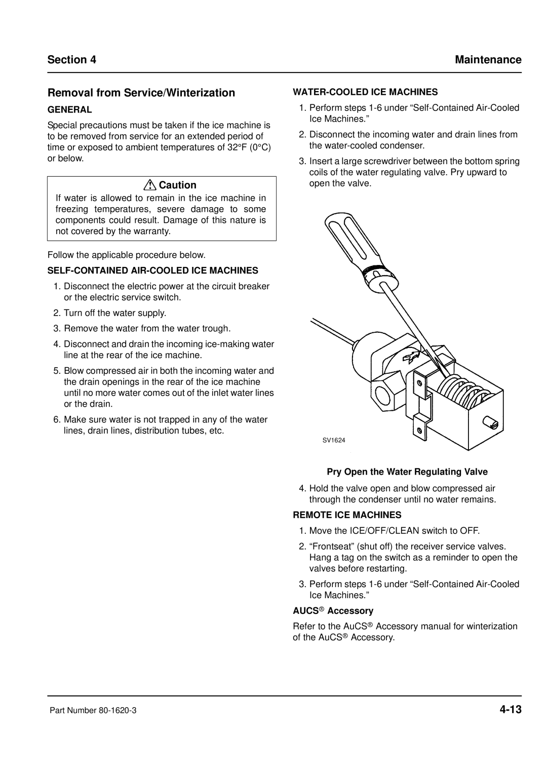 Manitowoc Ice manual Section Maintenance Removal from Service/Winterization, SELF-CONTAINED AIR-COOLED ICE Machines 