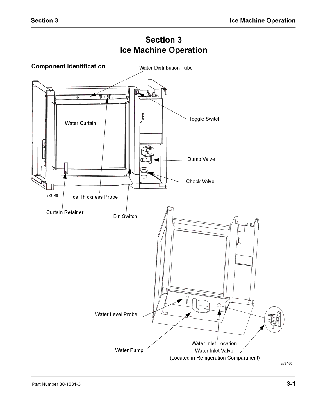 Manitowoc Ice S1400M manual Section Ice Machine Operation, Component Identification 