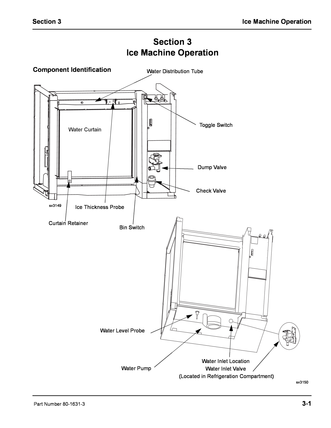 Manitowoc Ice S1400M manual Section Ice Machine Operation, Component Identification 