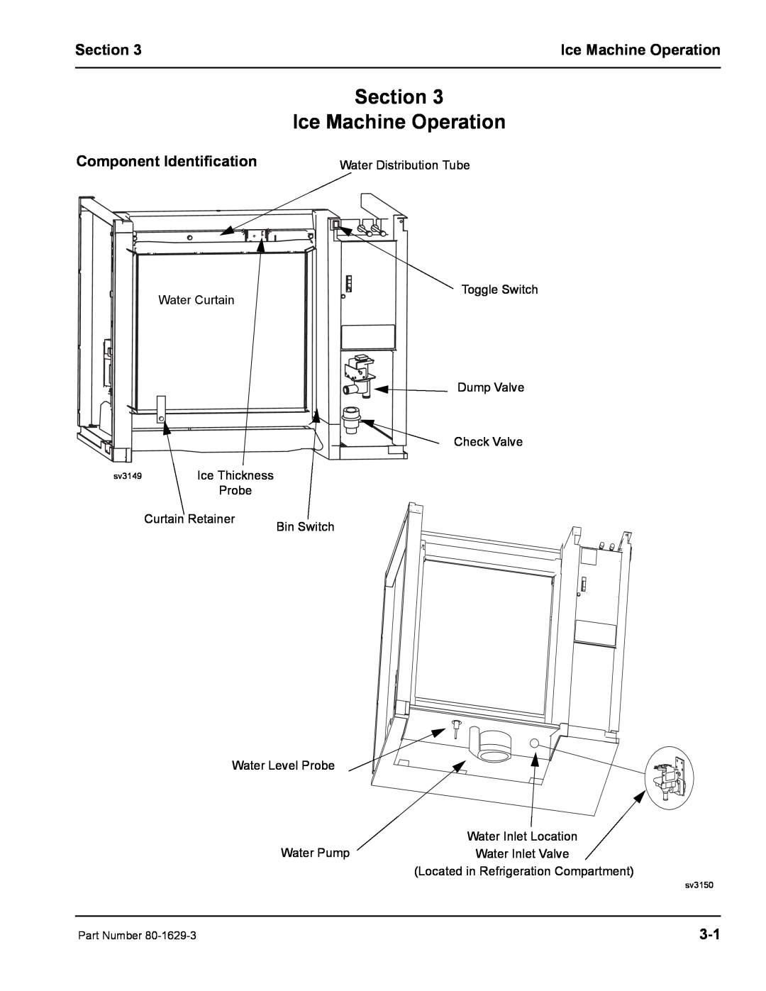 Manitowoc Ice S600M manual Section Ice Machine Operation, Component Identification, sv3150 