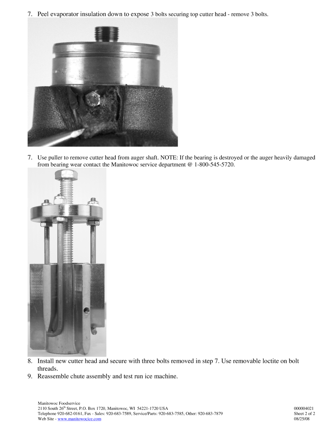 Manitowoc Ice SN20, SN12 manual Sheet 2 