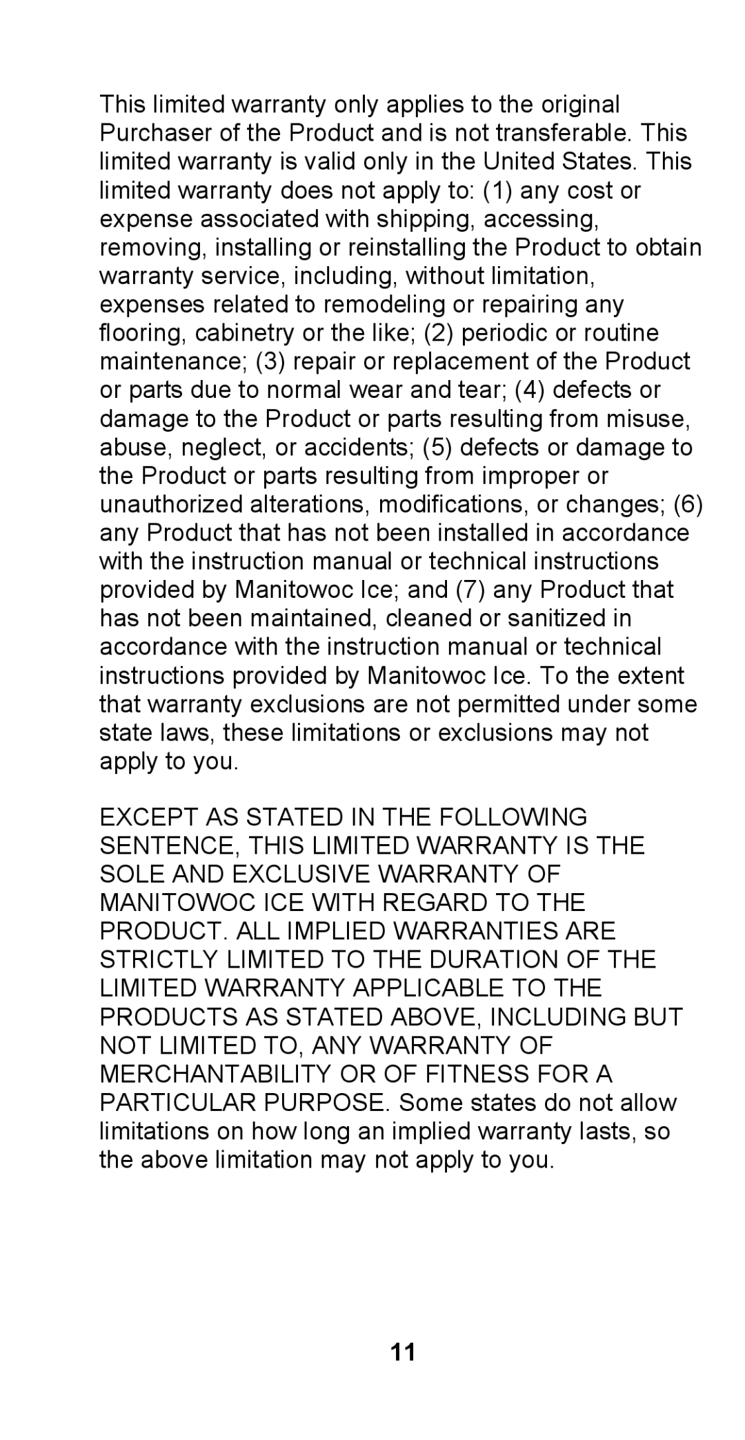 Manitowoc Ice STH003 manual 