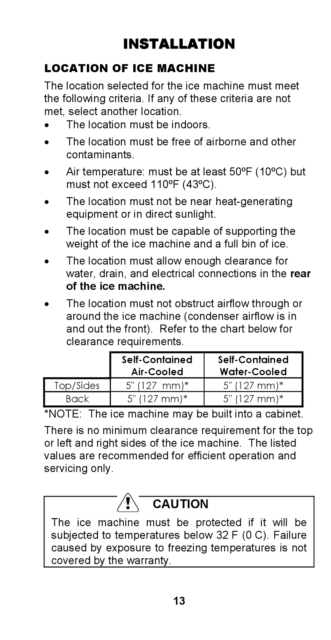 Manitowoc Ice STH003 manual Installation, Location of ICE Machine 