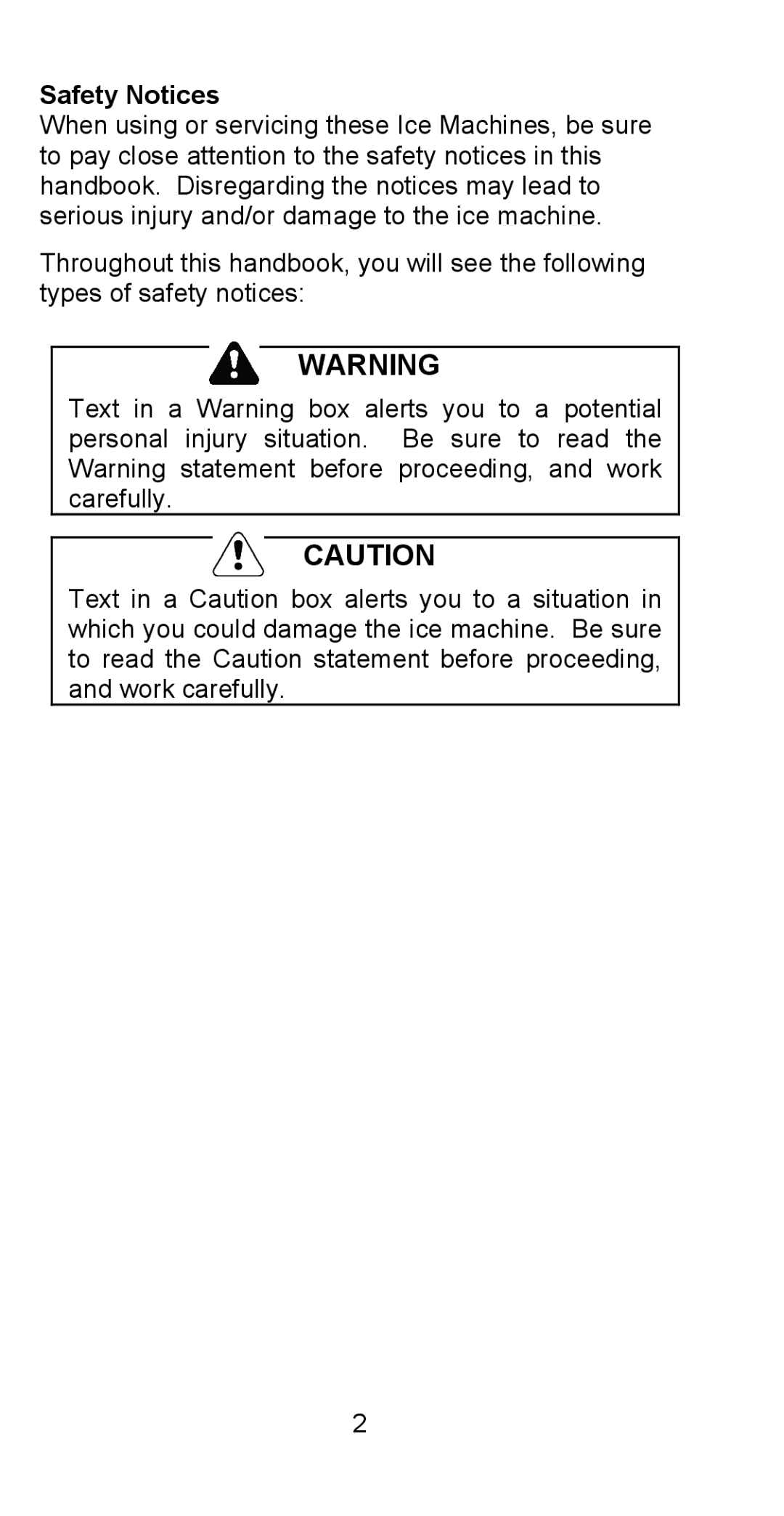 Manitowoc Ice STH003 manual Safety Notices 