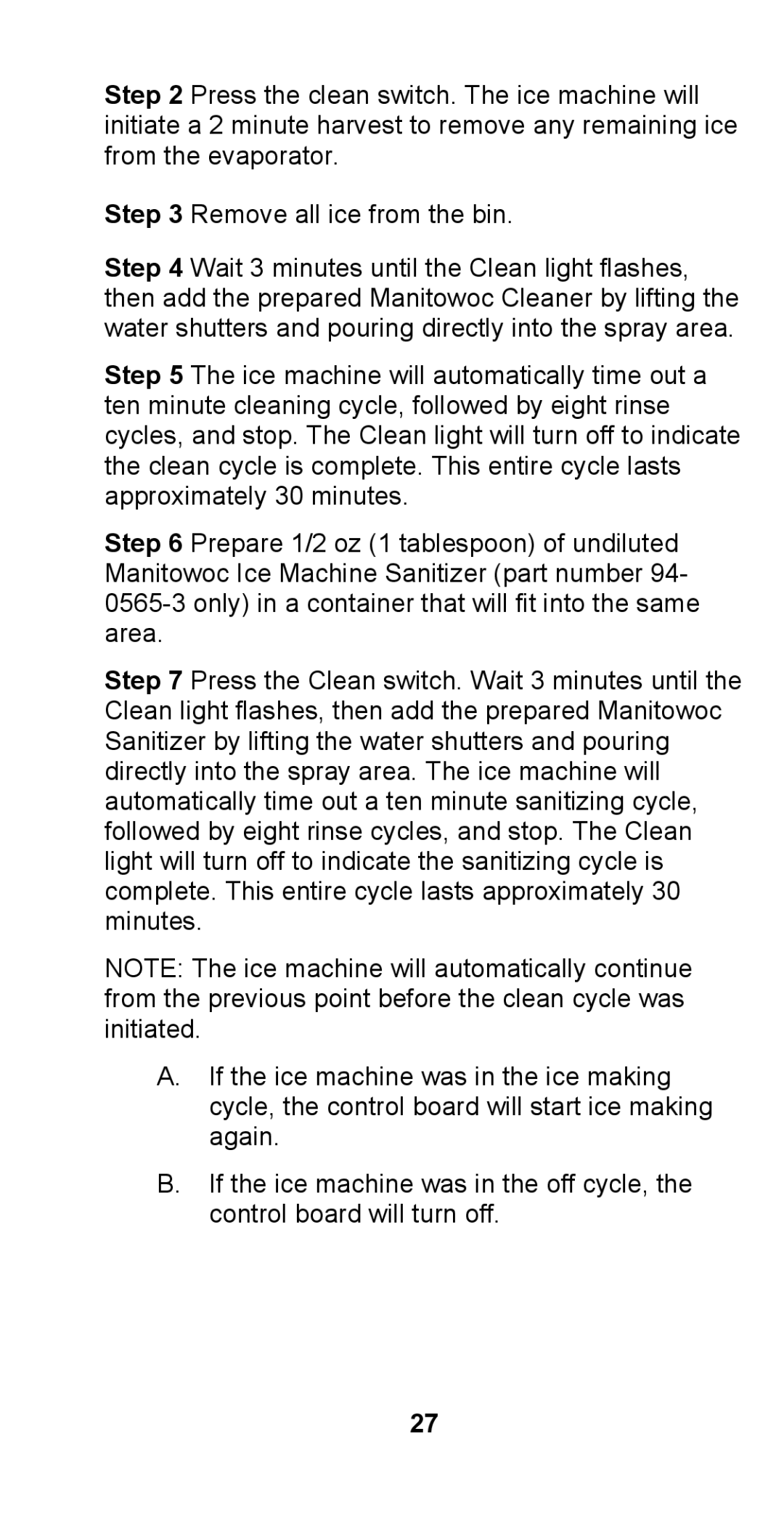 Manitowoc Ice STH003 manual 