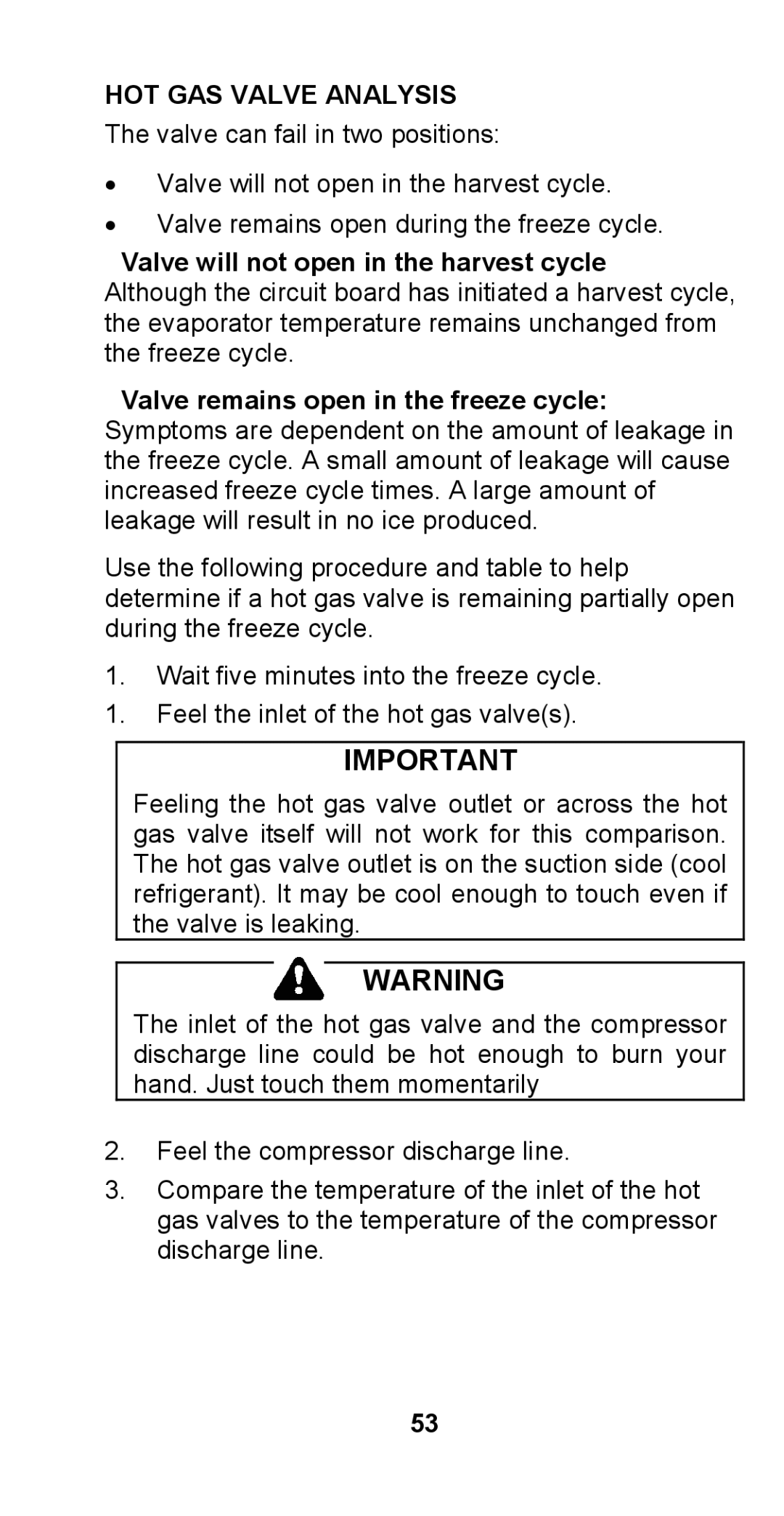 Manitowoc Ice STH003 manual HOT GAS Valve Analysis 