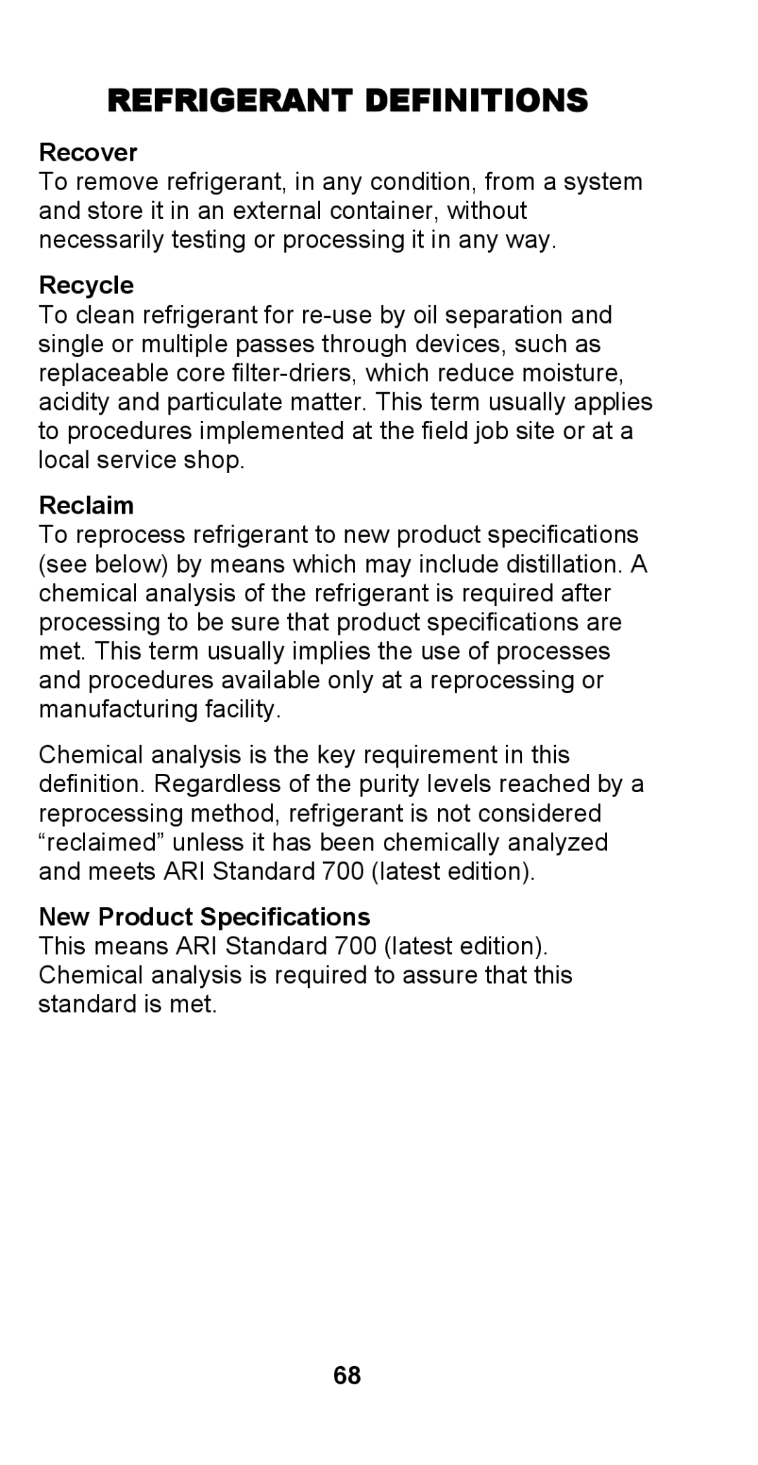 Manitowoc Ice STH003 manual Recover, Recycle, Reclaim, New Product Specifications 