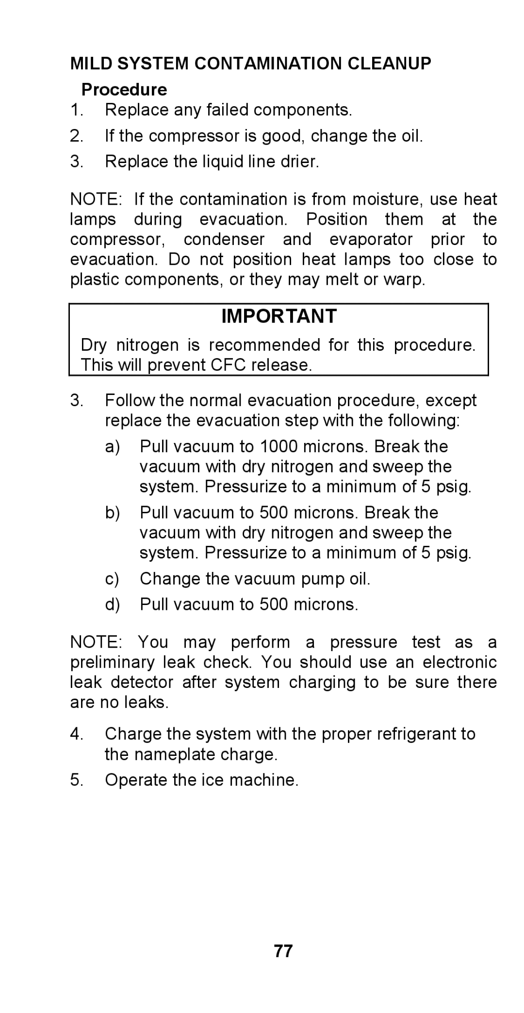 Manitowoc Ice STH003 manual Mild System Contamination Cleanup Procedure 