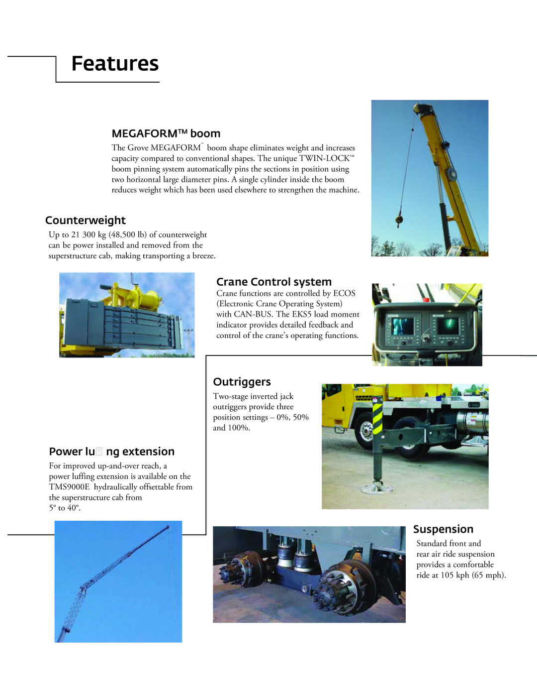 Manitowoc Ice TMS9000E manual Features, Megaformtm boom 