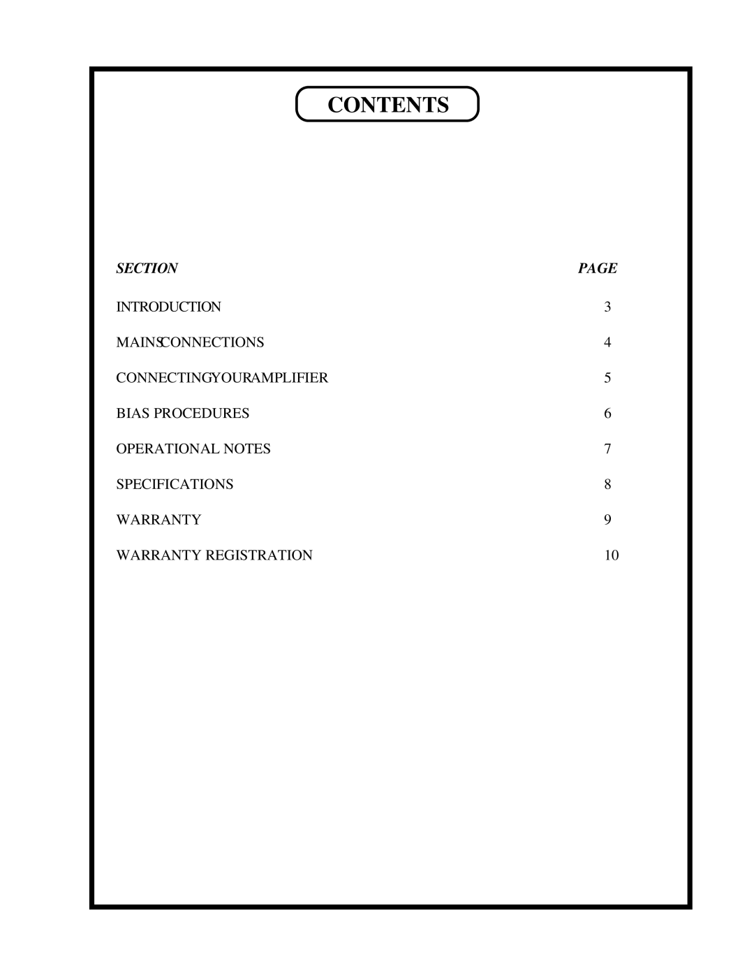 Manley Labs 100 WATT STEREO AMPLIFIER owner manual Contents 