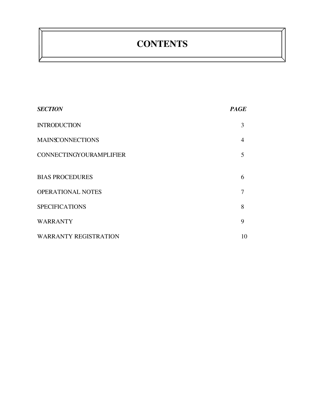 Manley Labs 120 Watt Monoblock Amplifier owner manual Contents 