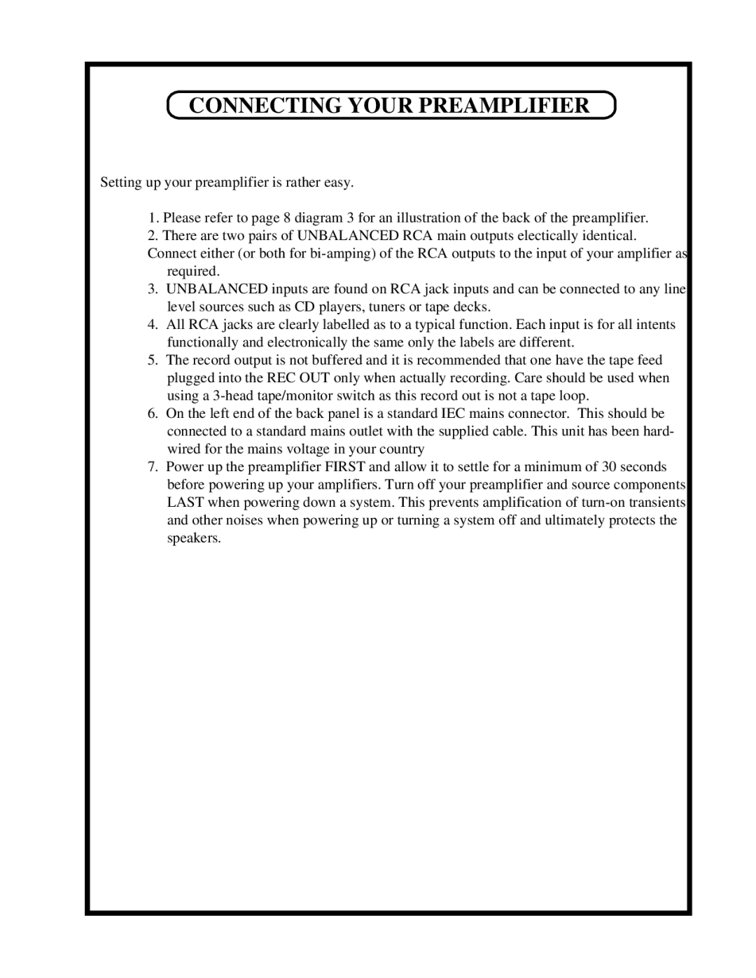 Manley Labs 300B owner manual Connecting Your Preamplifier 