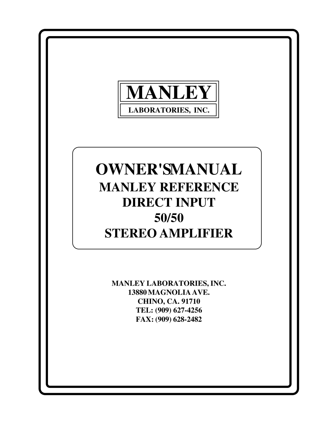 Manley Labs 50/50 owner manual Manley 