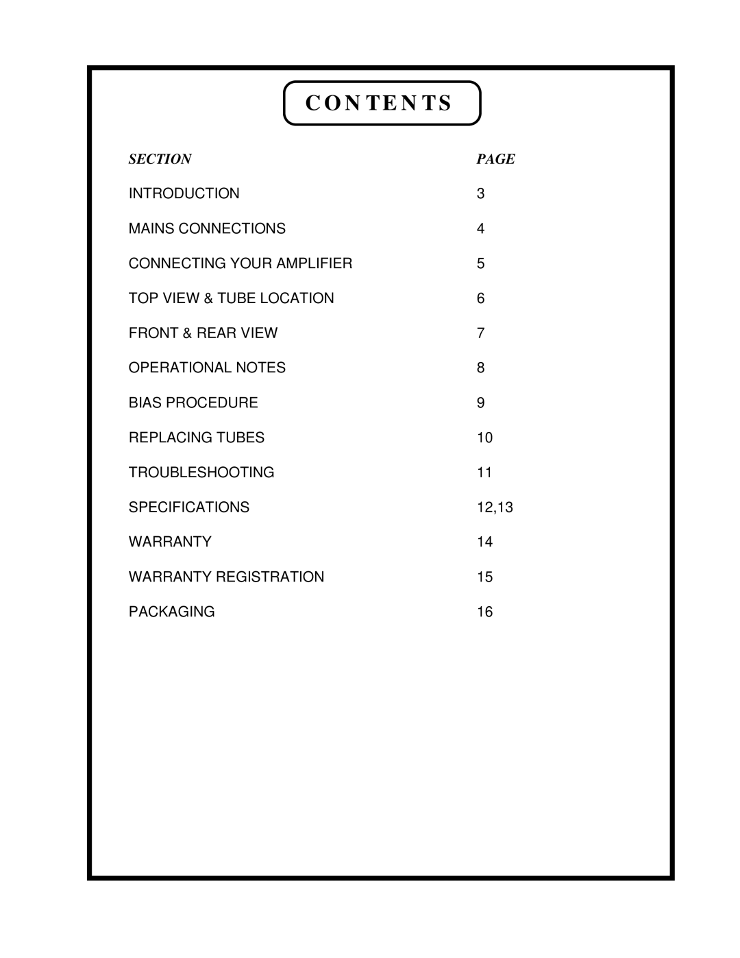 Manley Labs AMPLIFIERS owner manual Contents 