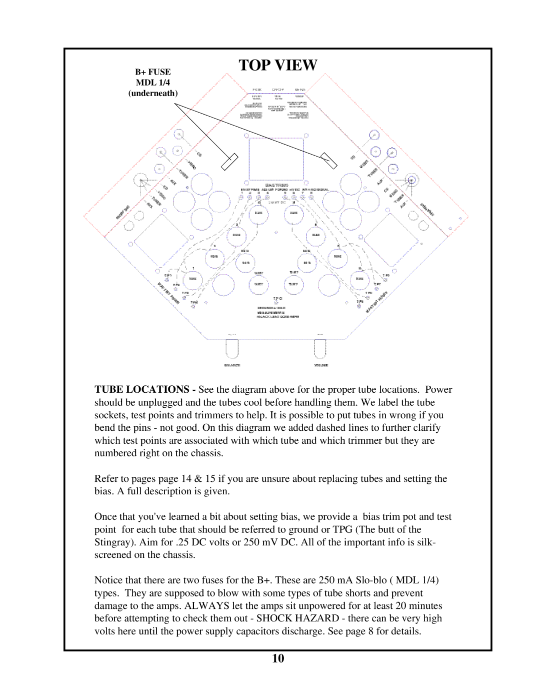 Manley Labs INTEGRATED AMPLIFIER owner manual TOP View 