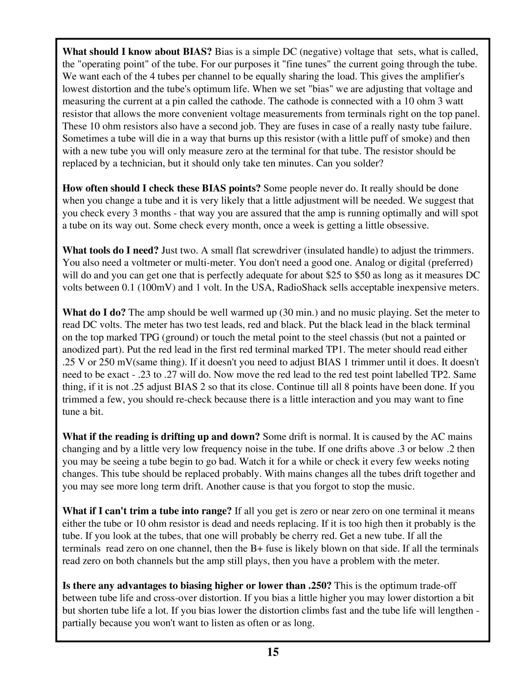 Manley Labs INTEGRATED AMPLIFIER owner manual 