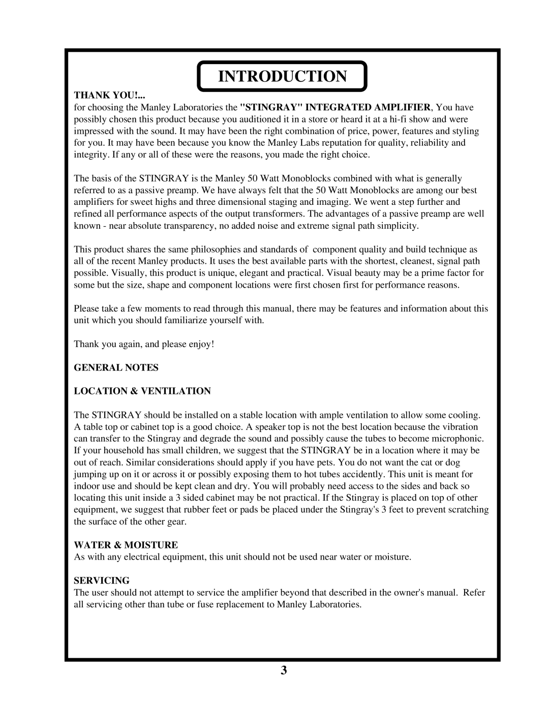 Manley Labs INTEGRATED AMPLIFIER owner manual Introduction, Thank YOU 