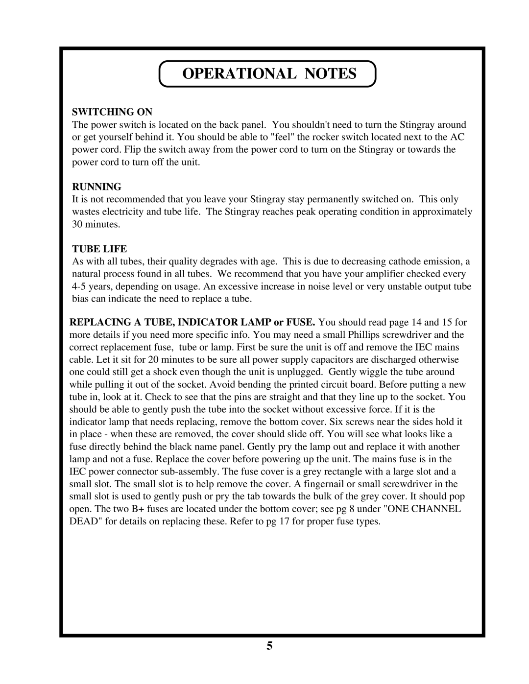 Manley Labs INTEGRATED AMPLIFIER owner manual Operational Notes, Switching on 