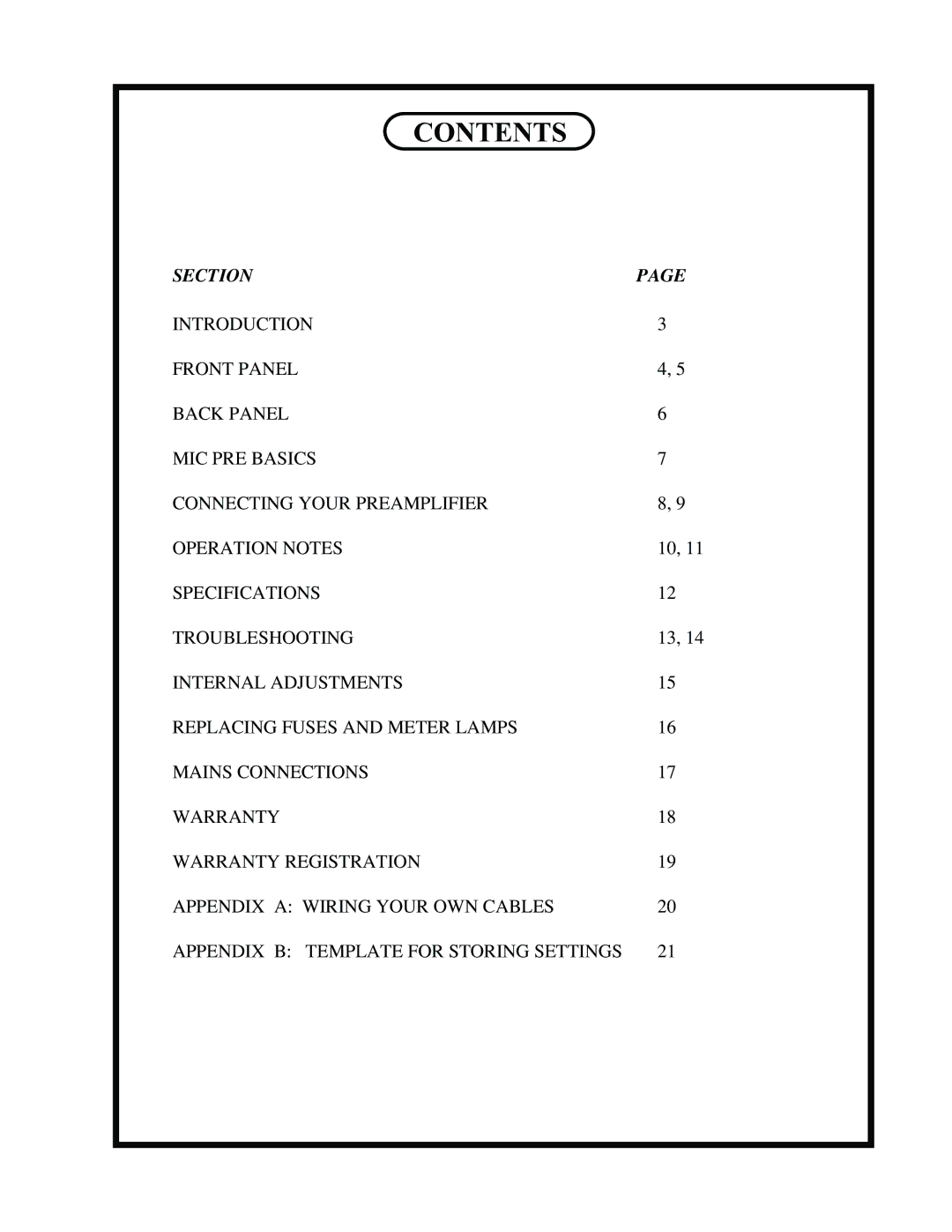 Manley Labs Langevin Dual Vocal Combo owner manual Contents 