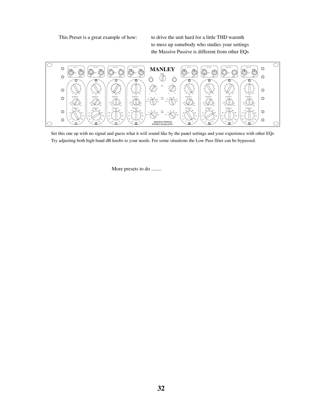 Manley Labs Manley Massive Passive Stereo Tube Equalizer owner manual 