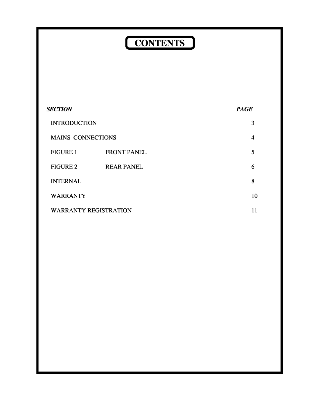 Manley Labs MANLEY REFERENCE DIGITAL TO ANALOGUE CONVERTER owner manual Contents, Section, Page 