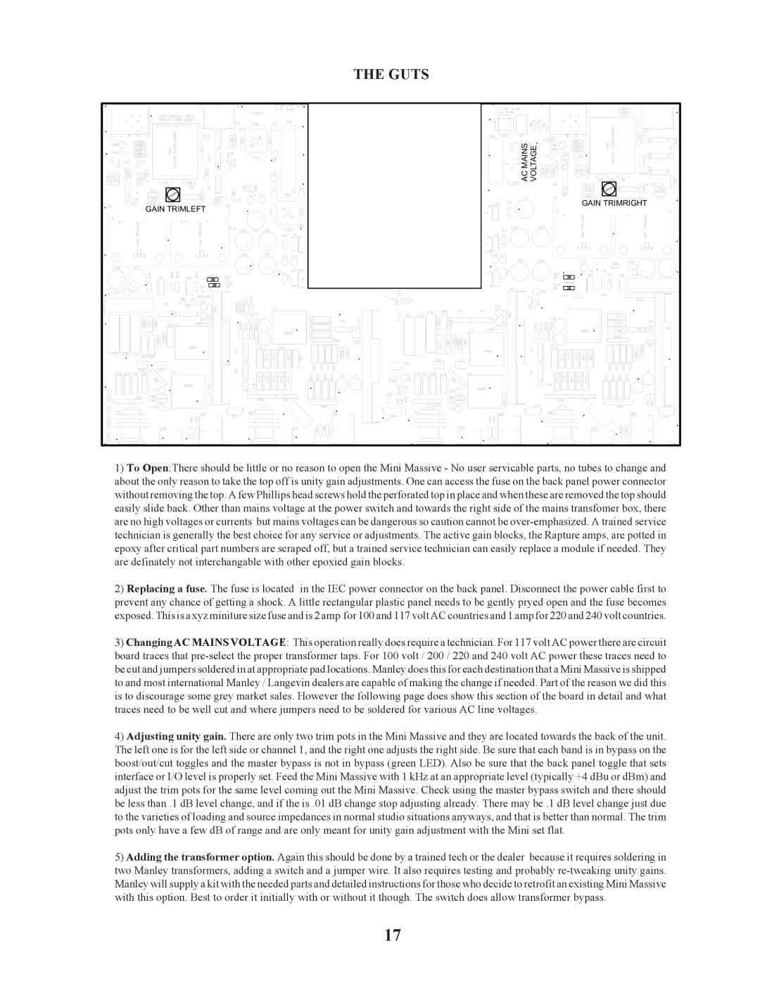 Manley Labs STEREO EQ owner manual Guts 