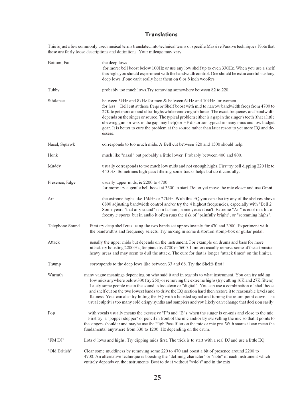 Manley Labs STEREO EQ owner manual Translations 