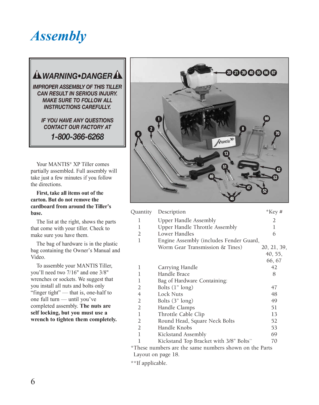 Mantis 401764 XP owner manual Assembly 