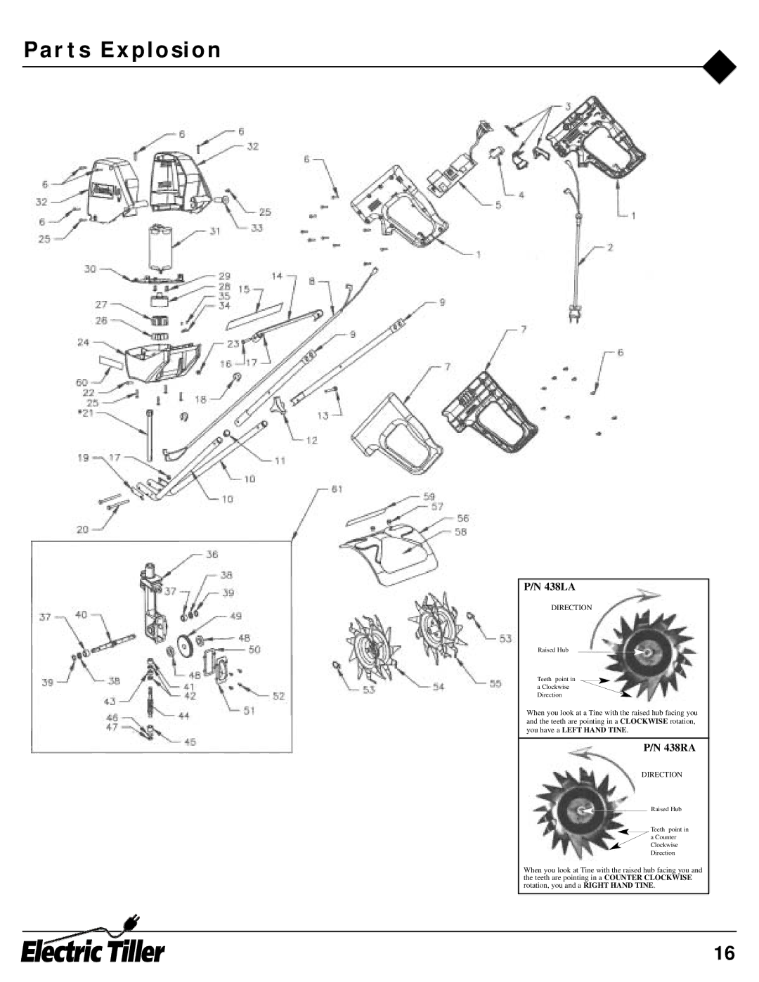 Mantis ElectricTiller owner manual Par ts Explosion, 438LA 