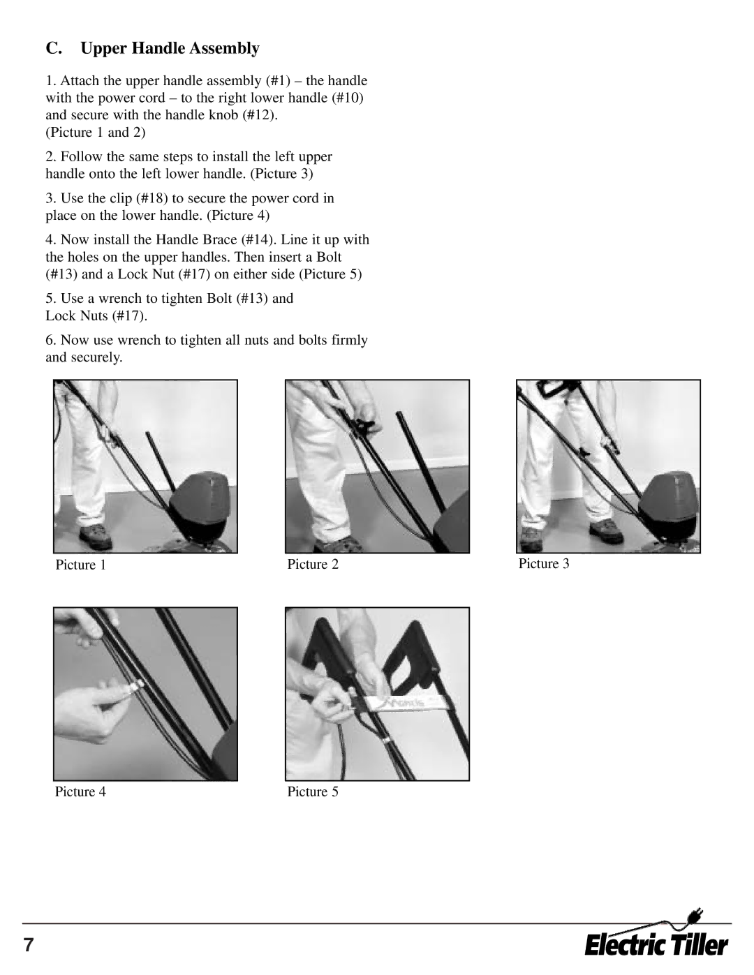 Mantis ElectricTiller owner manual Upper Handle Assembly 