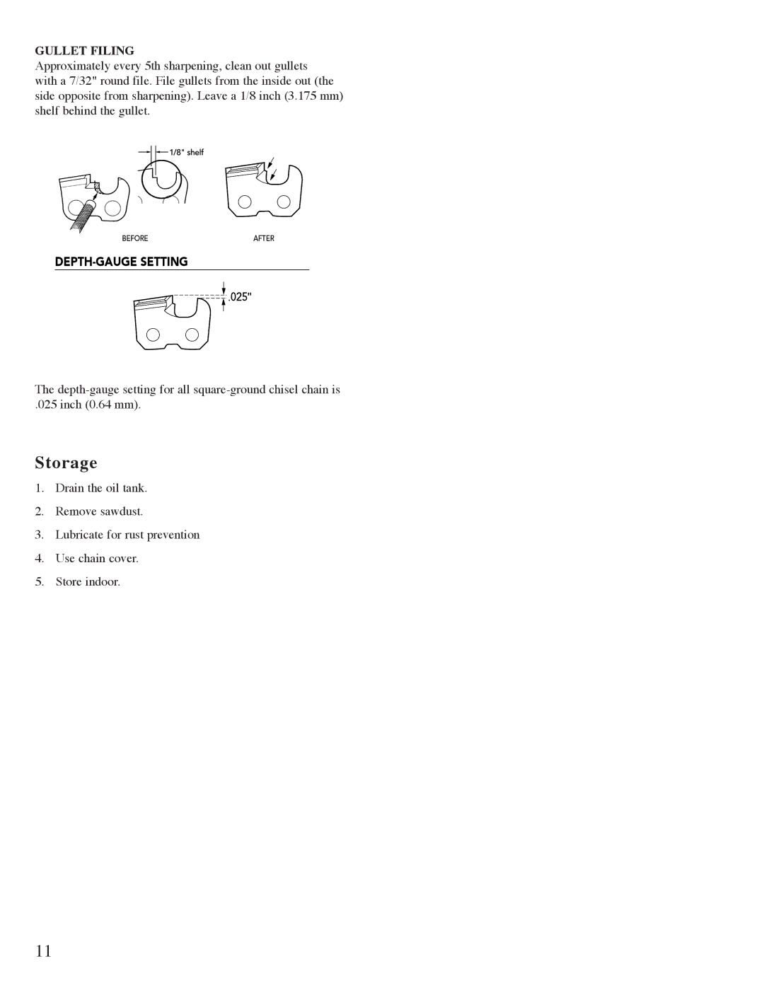 Mantis Pruner E System owner manual Storage, Gullet Filing 