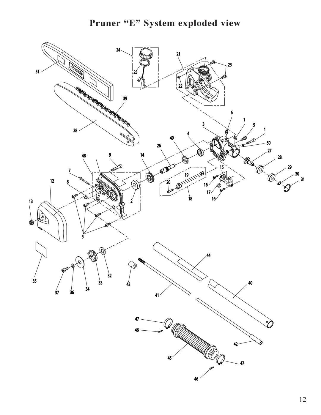 Mantis owner manual Pruner E System exploded view 