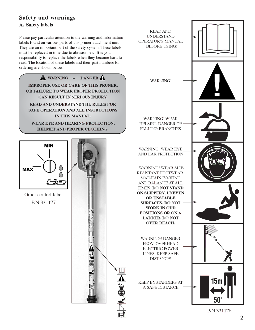 Mantis Pruner E System owner manual Safety labels 