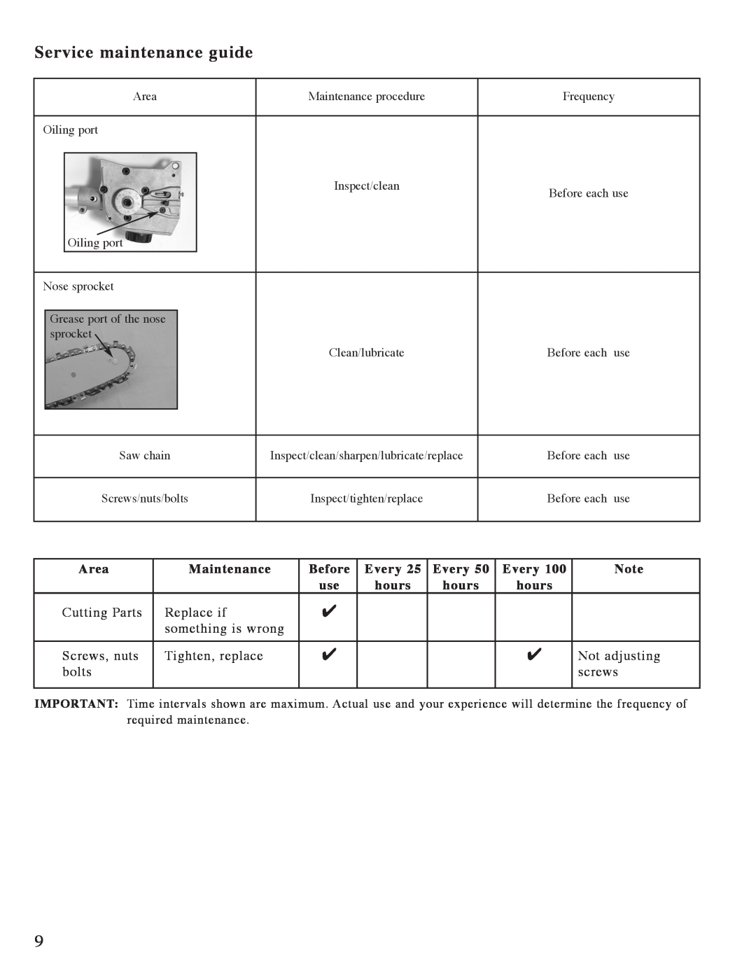 Mantis Pruner E System owner manual Service maintenance guide, Area 