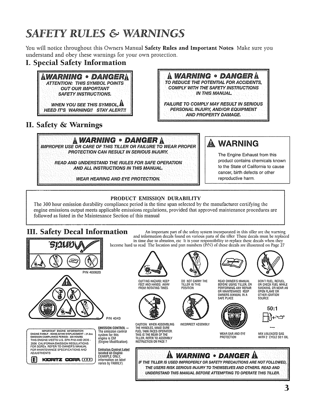 Mantis SV-5C/2 manual Safety Rules & Warnings, Awarning Dangera, I. Special Safety Information, A Warning * Danger A 
