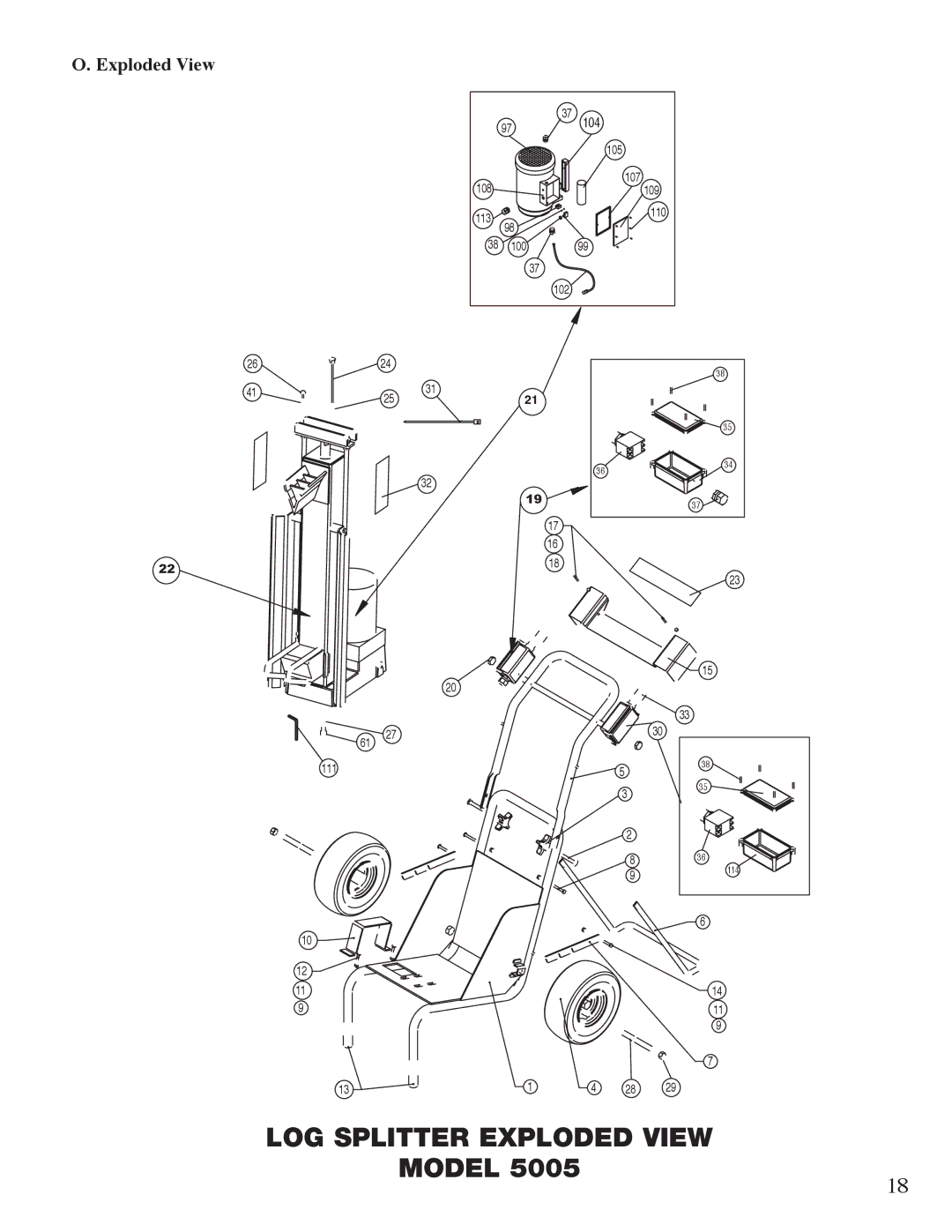 Mantis Swift Split owner manual LOG Splitter Exploded View 