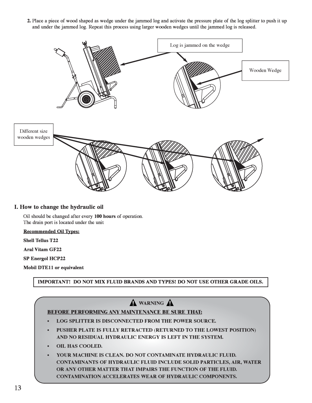Mantis Swift Split owner manual I. How to change the hydraulic oil 