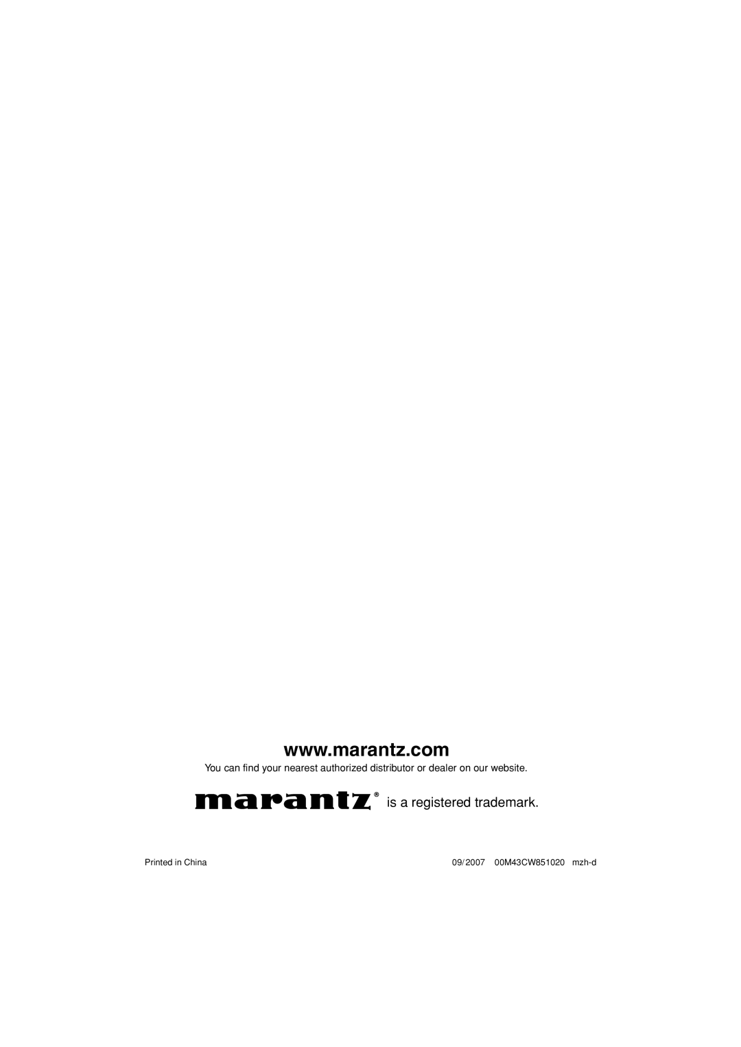 Marantz 3 manual Is a registered trademark 