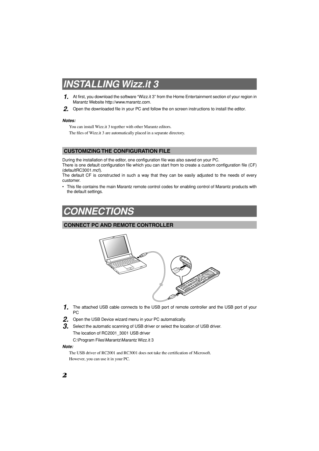 Marantz 3 manual Customizing the Configuration File, Connect PC and Remote Controller 