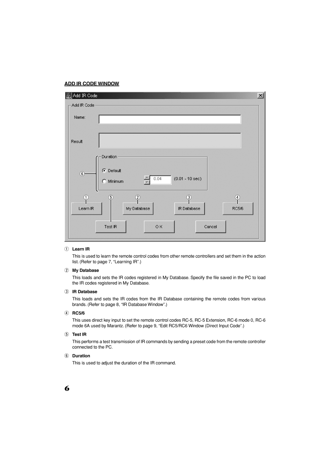 Marantz 3 manual ADD IR Code Window 