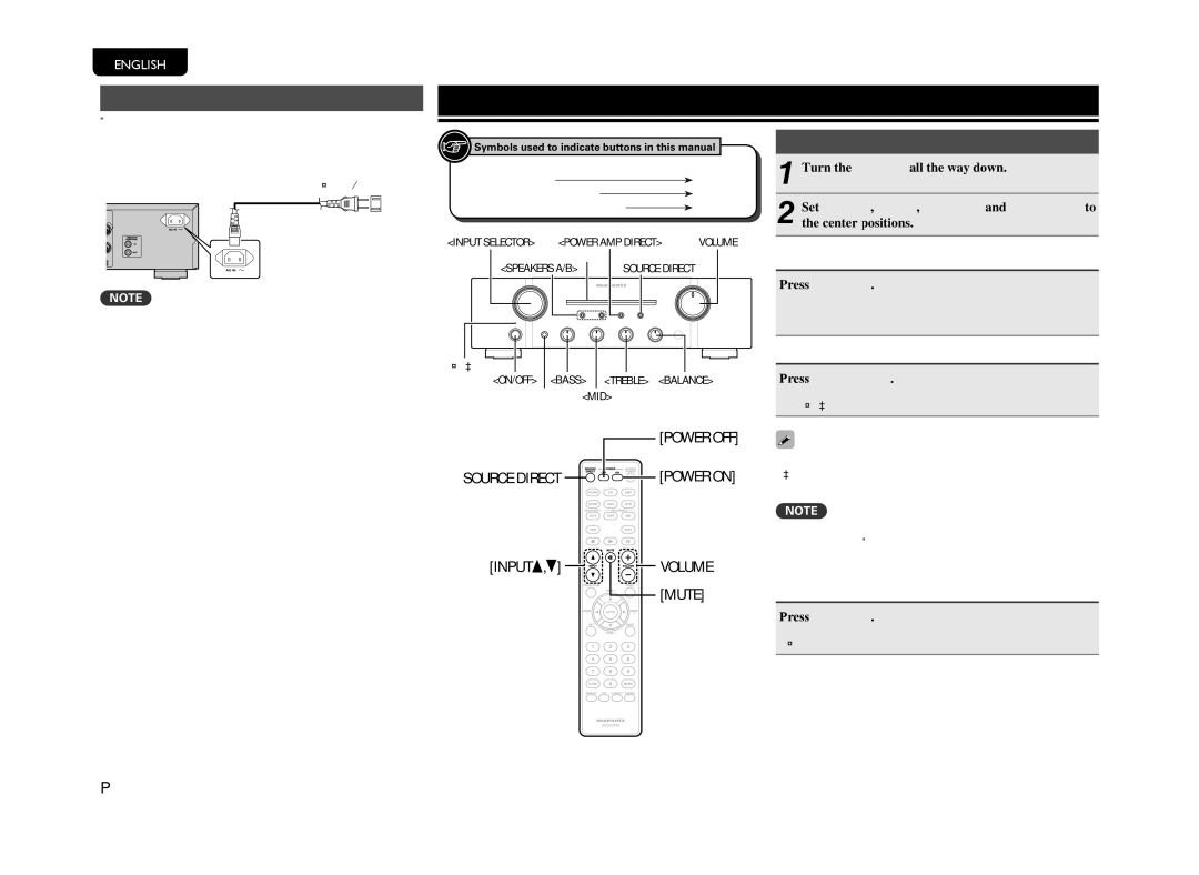 Marantz PM8004, 541110491028M manual Basic operation, Connecting the power cord, Before use 