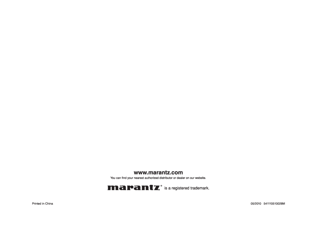 Marantz manual 05/2010 541110510028M 