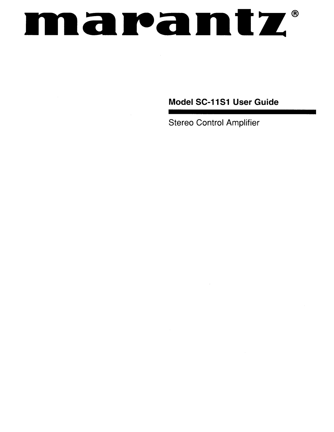 Marantz SC-11S1, 642SC11S1 manual Model SC-11 S1 User Guide 